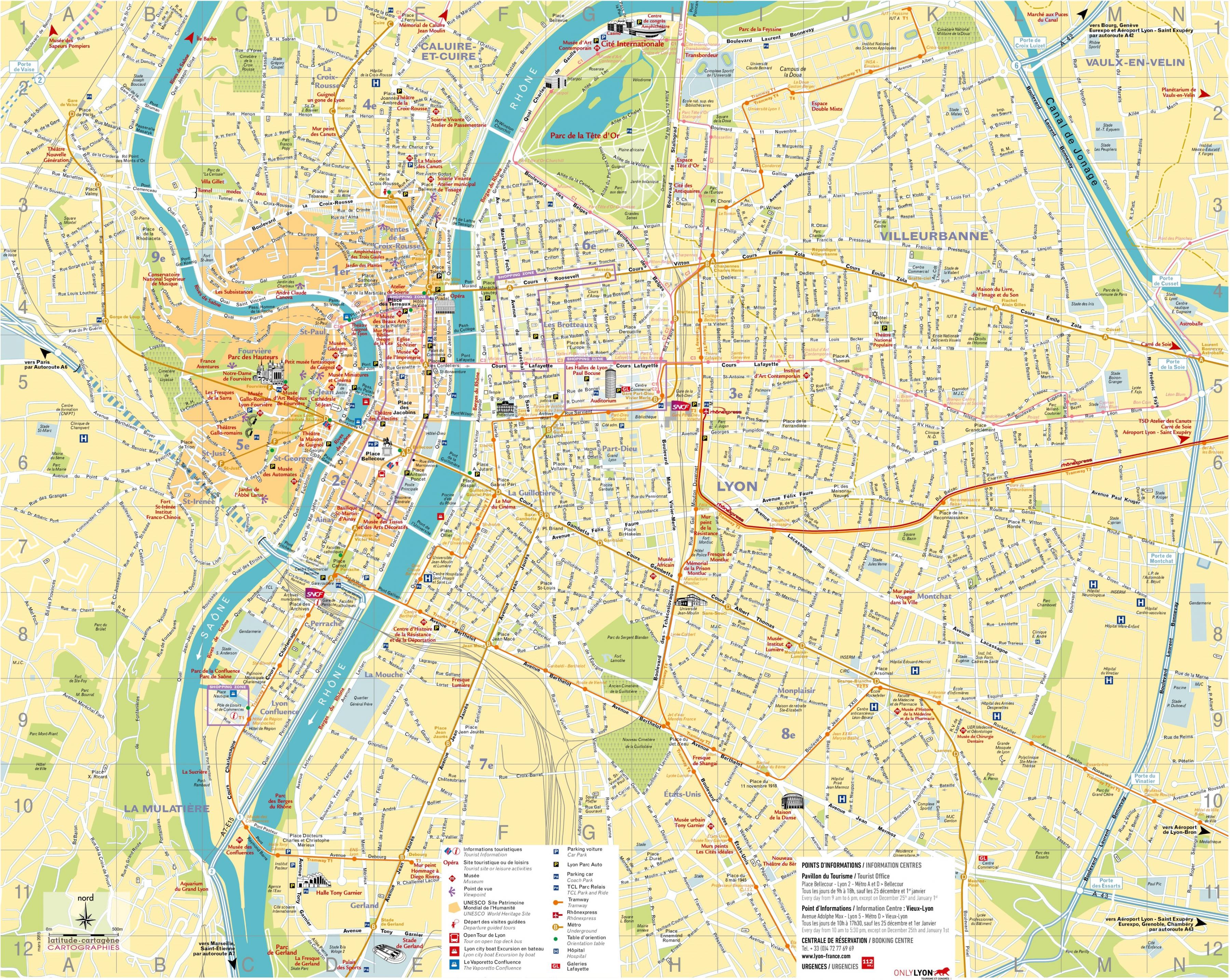 Lyon map - Lyon map pdf (Auvergne-Rhône-Alpes - France)