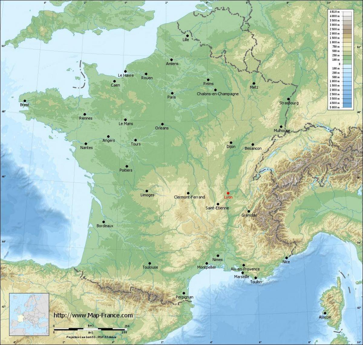 map of Lyon geographic
