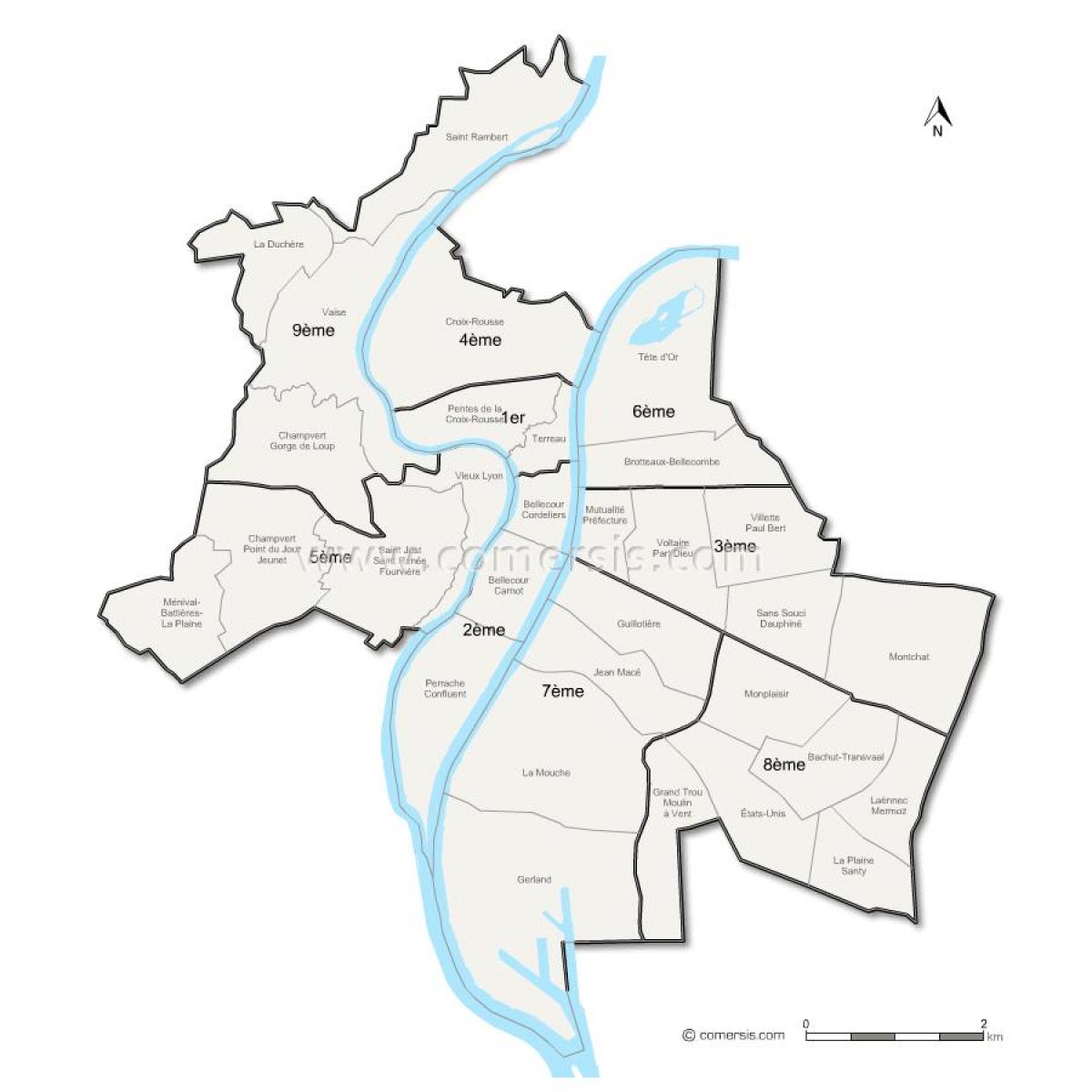 map of Lyon arrondissement