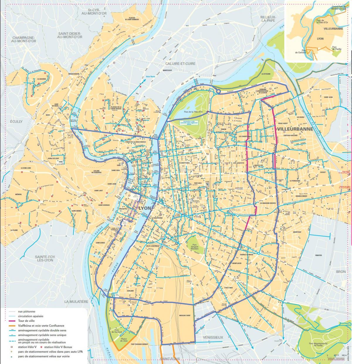 map of Lyon bike