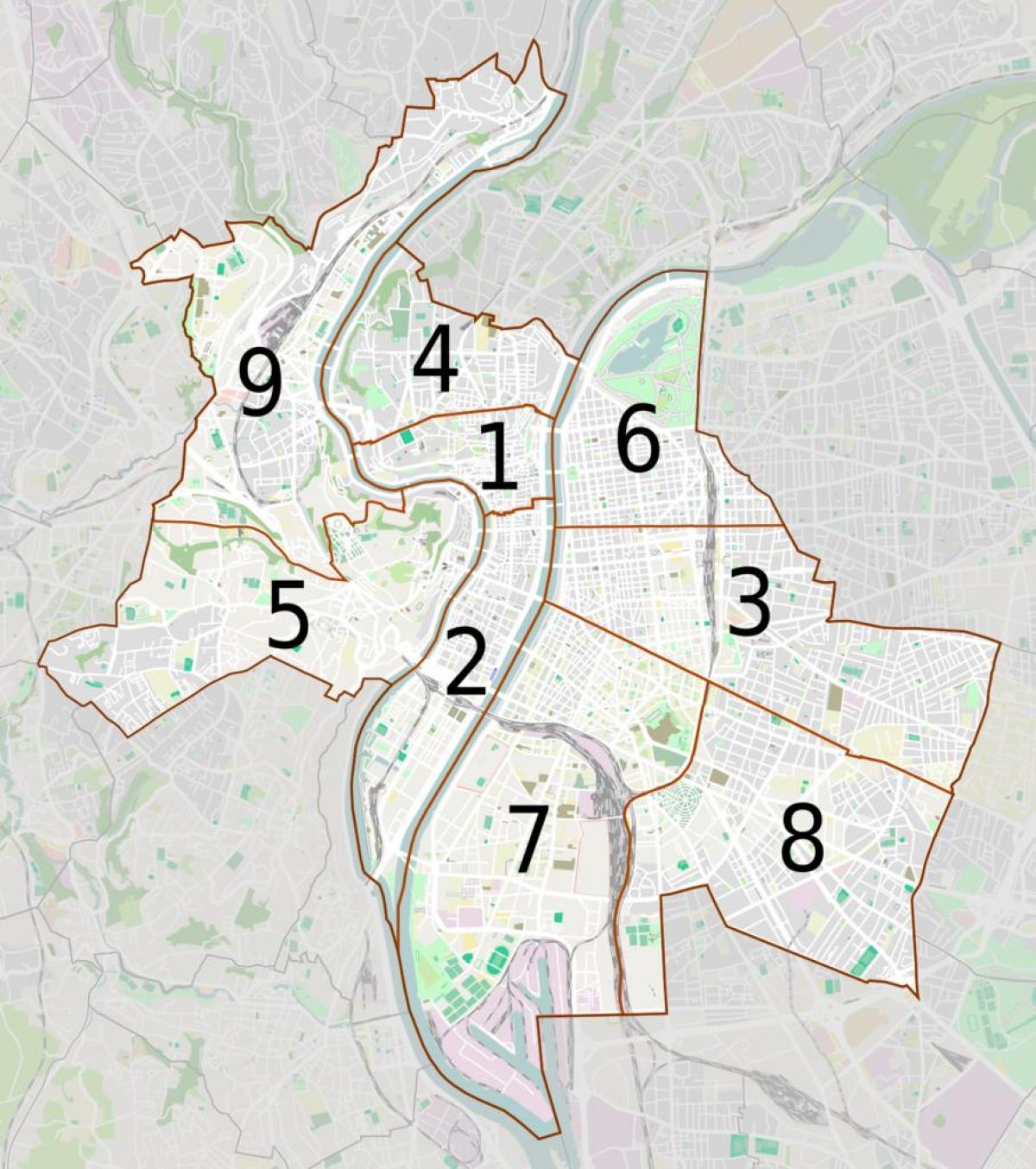 map of Lyon arrondissements