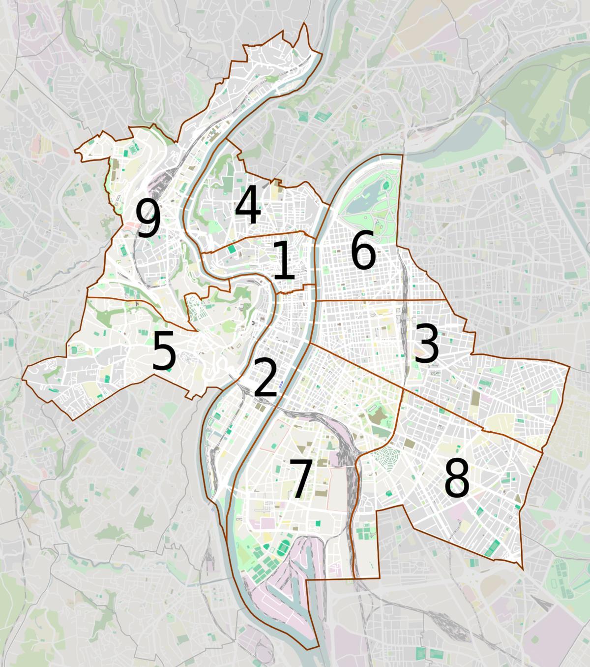 map of Lyon neighborhood