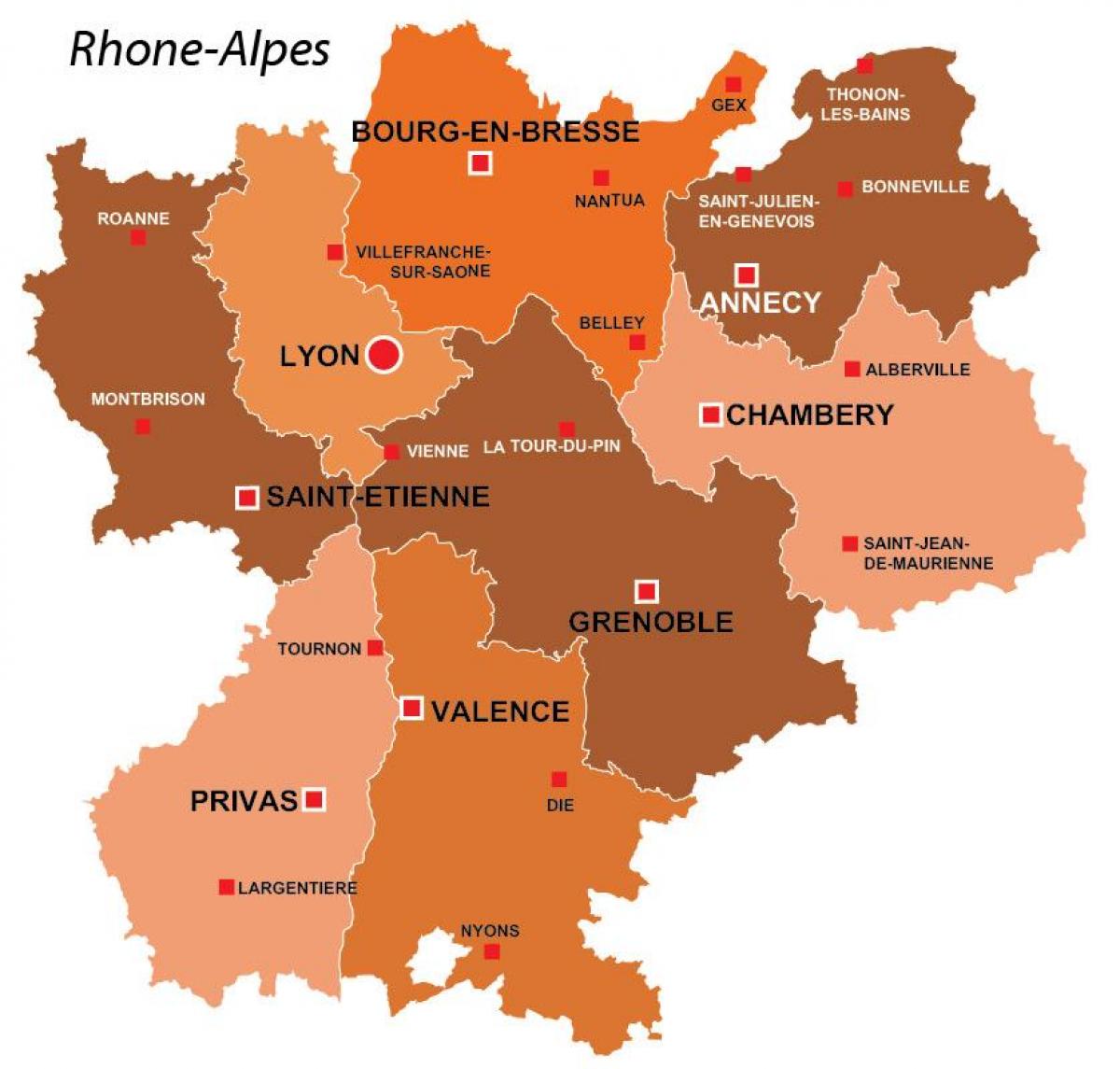 Lyon region france map