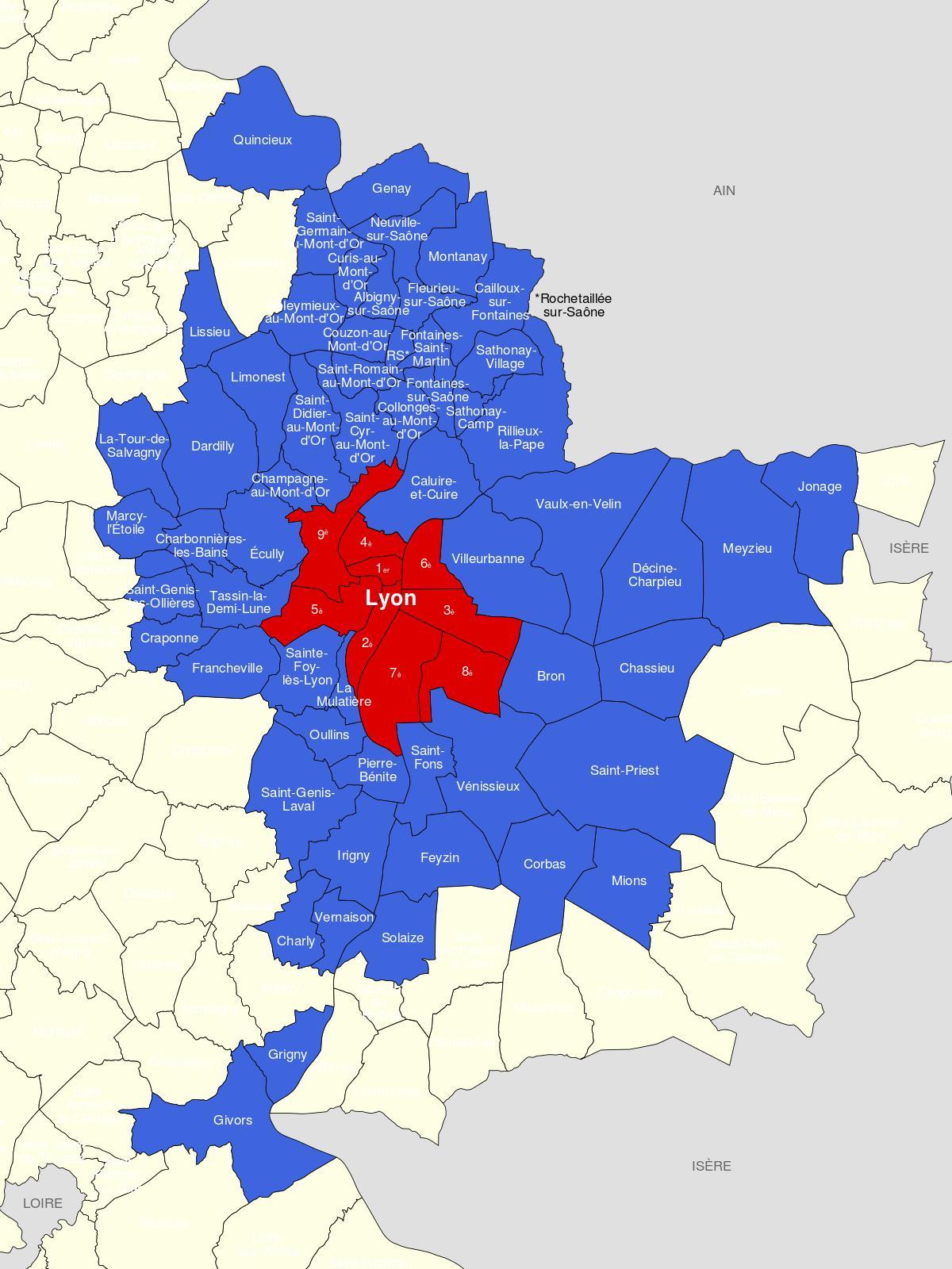 map of Lyon suburb 